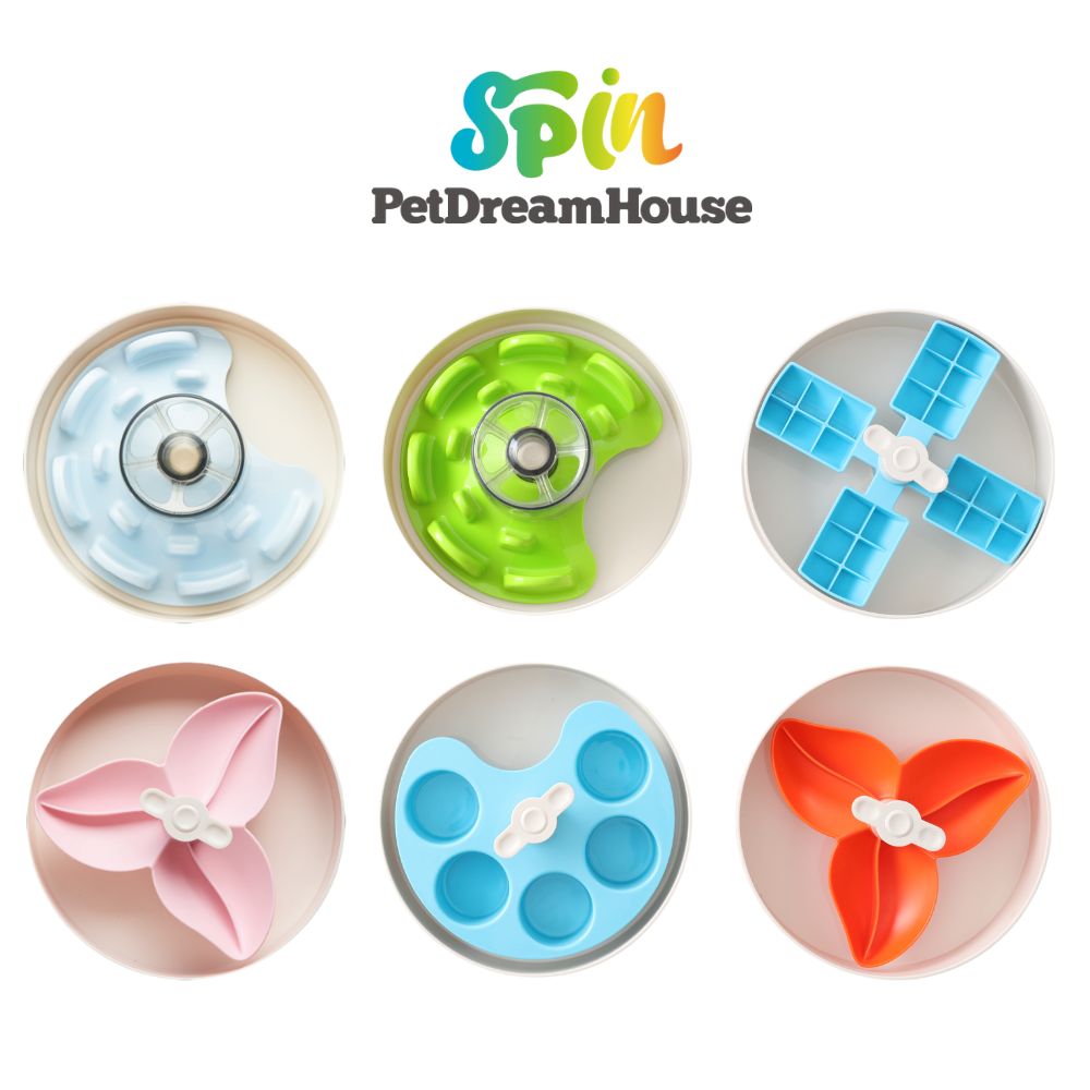 PetDreamHouse SPIN Windmill Interactive Adjustable Slow Feeder for Cats &  Dogs