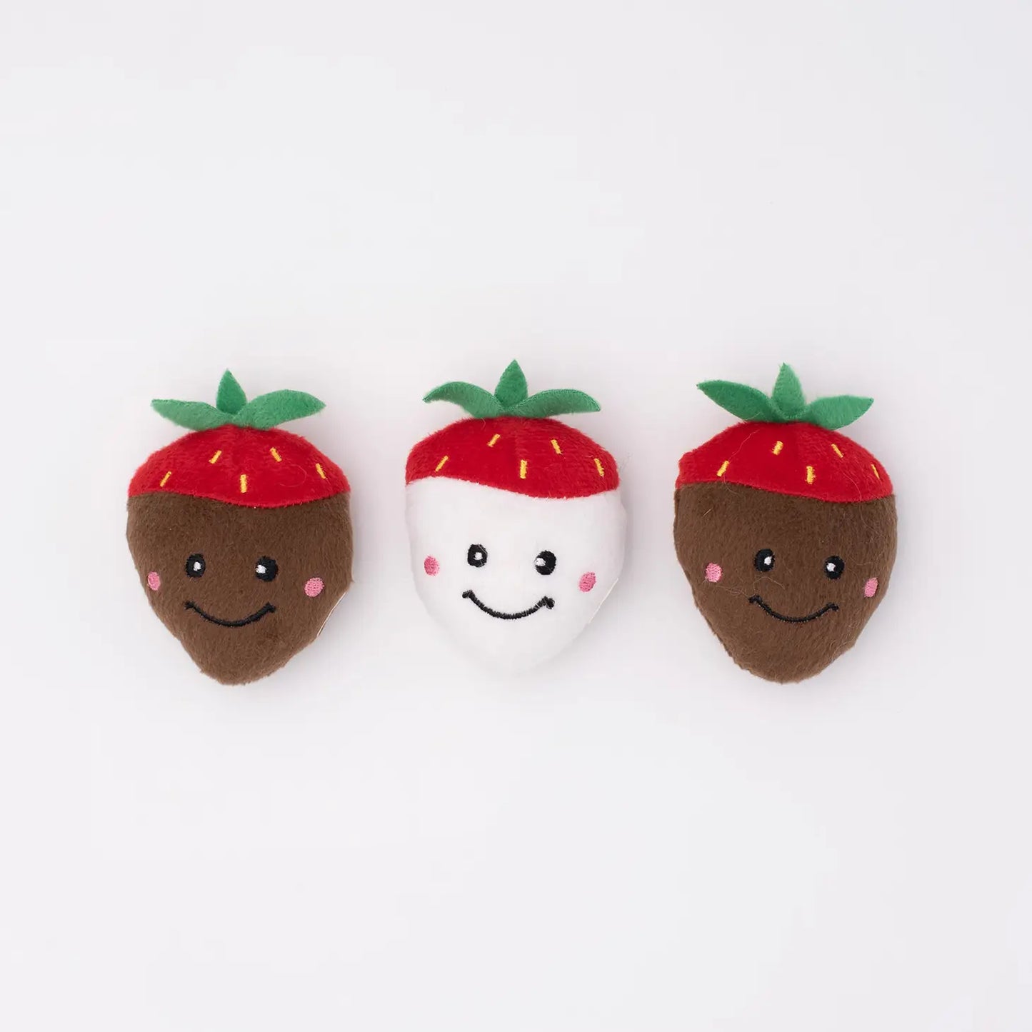 "Zippy Paws" Valentine's Miniz 3-Pack Chocolate Covered Strawberries