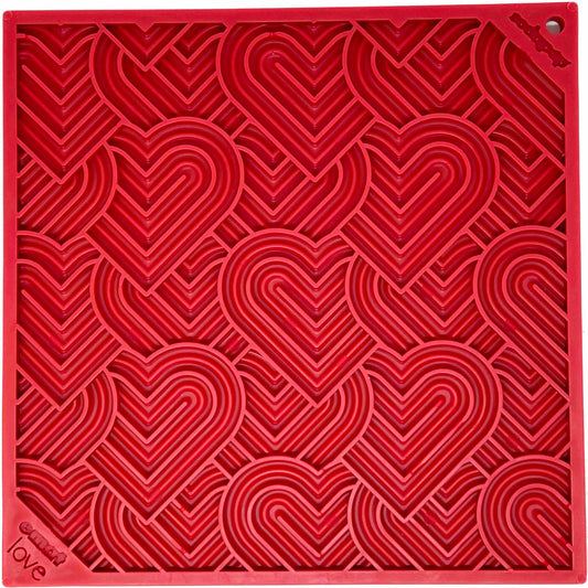 Heart Design "Love" Emat Enrichment Lick Mat - Red - Small
